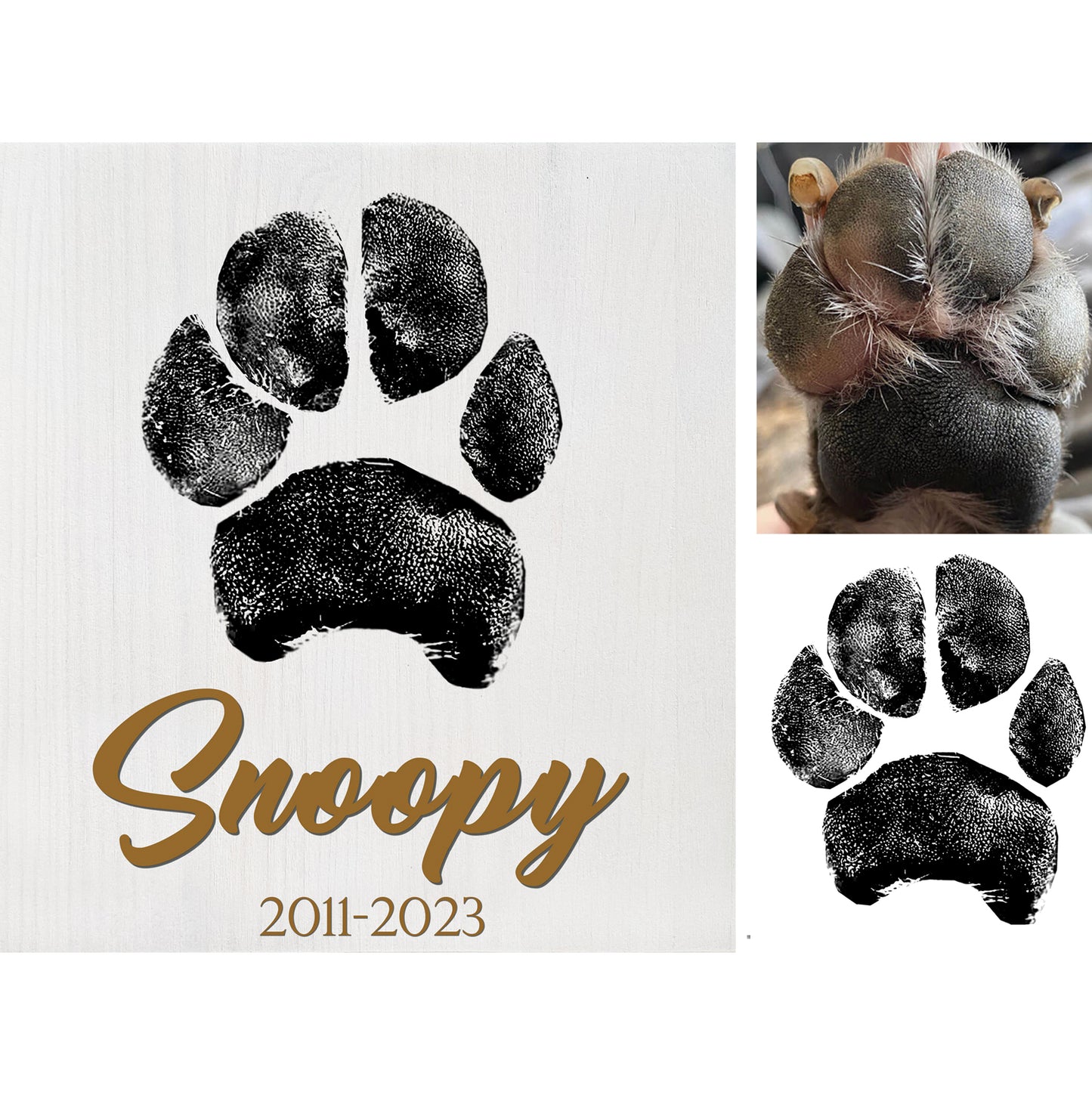 Actual Paw Print Wooden Sign - Pet Loss Sympathy Gift
