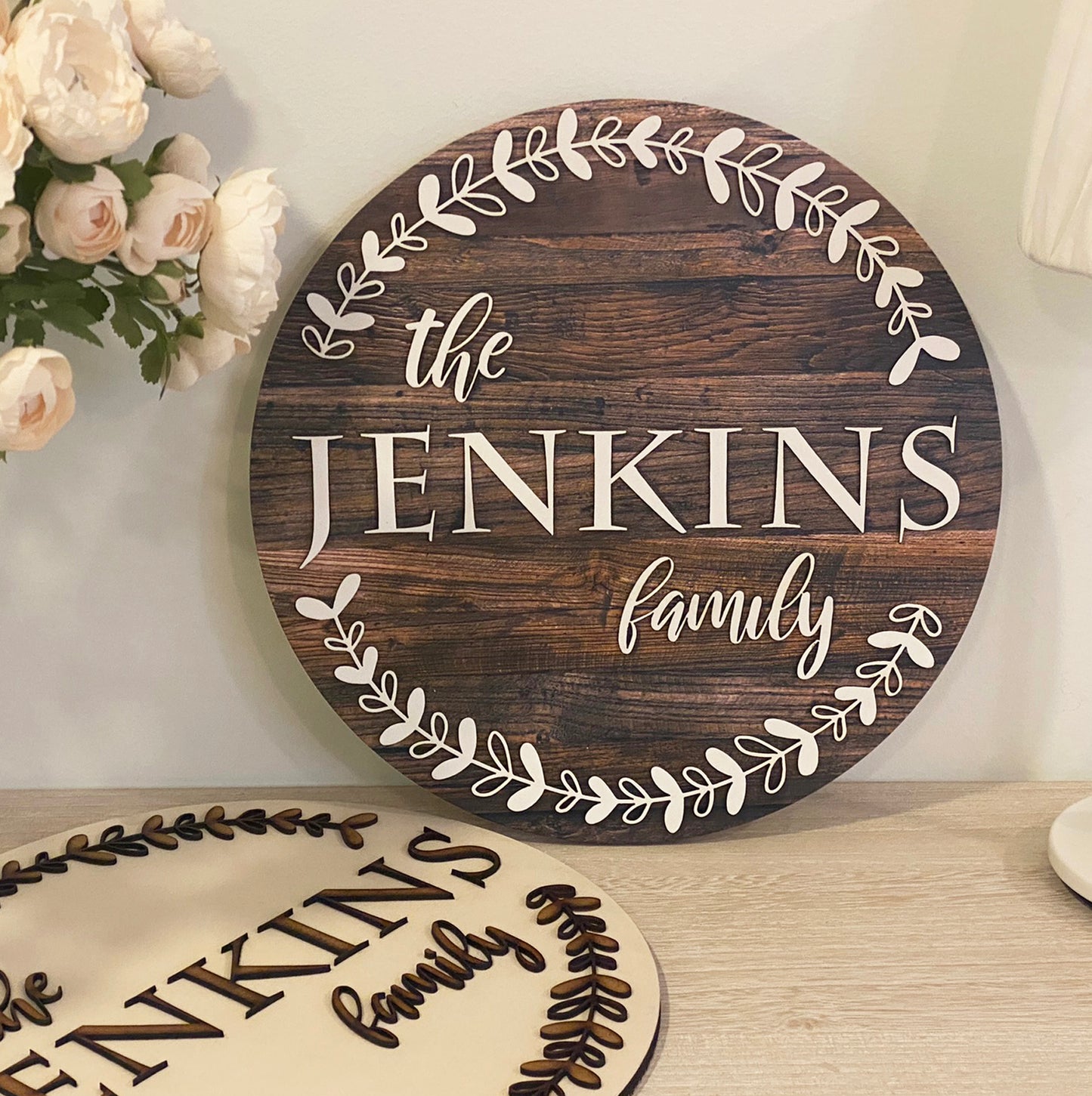 Large Wooden Family Name Sign - Unique Wedding Gift Idea for Couples