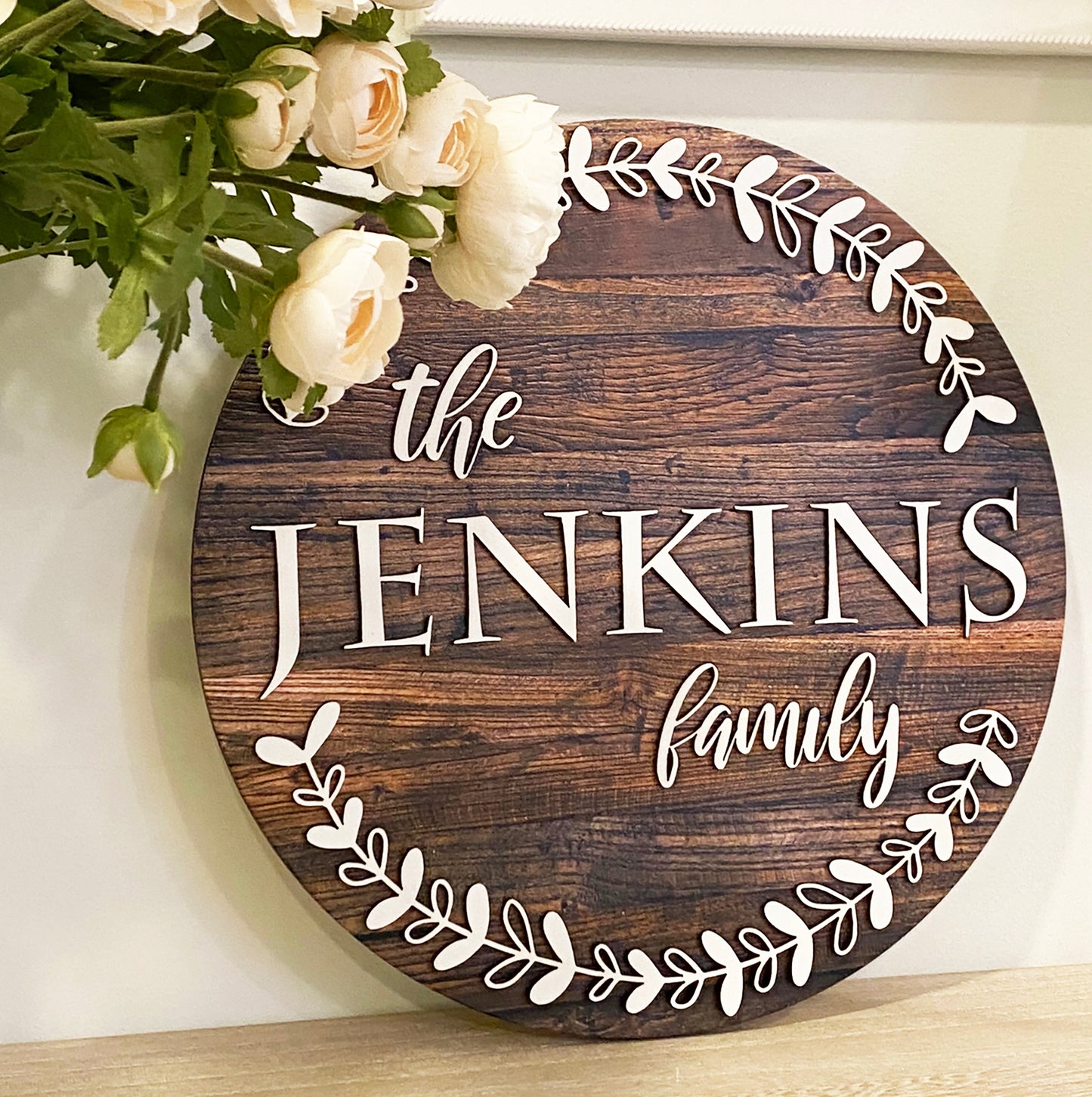 Large Wooden Family Name Sign - Unique Wedding Gift Idea for Couples