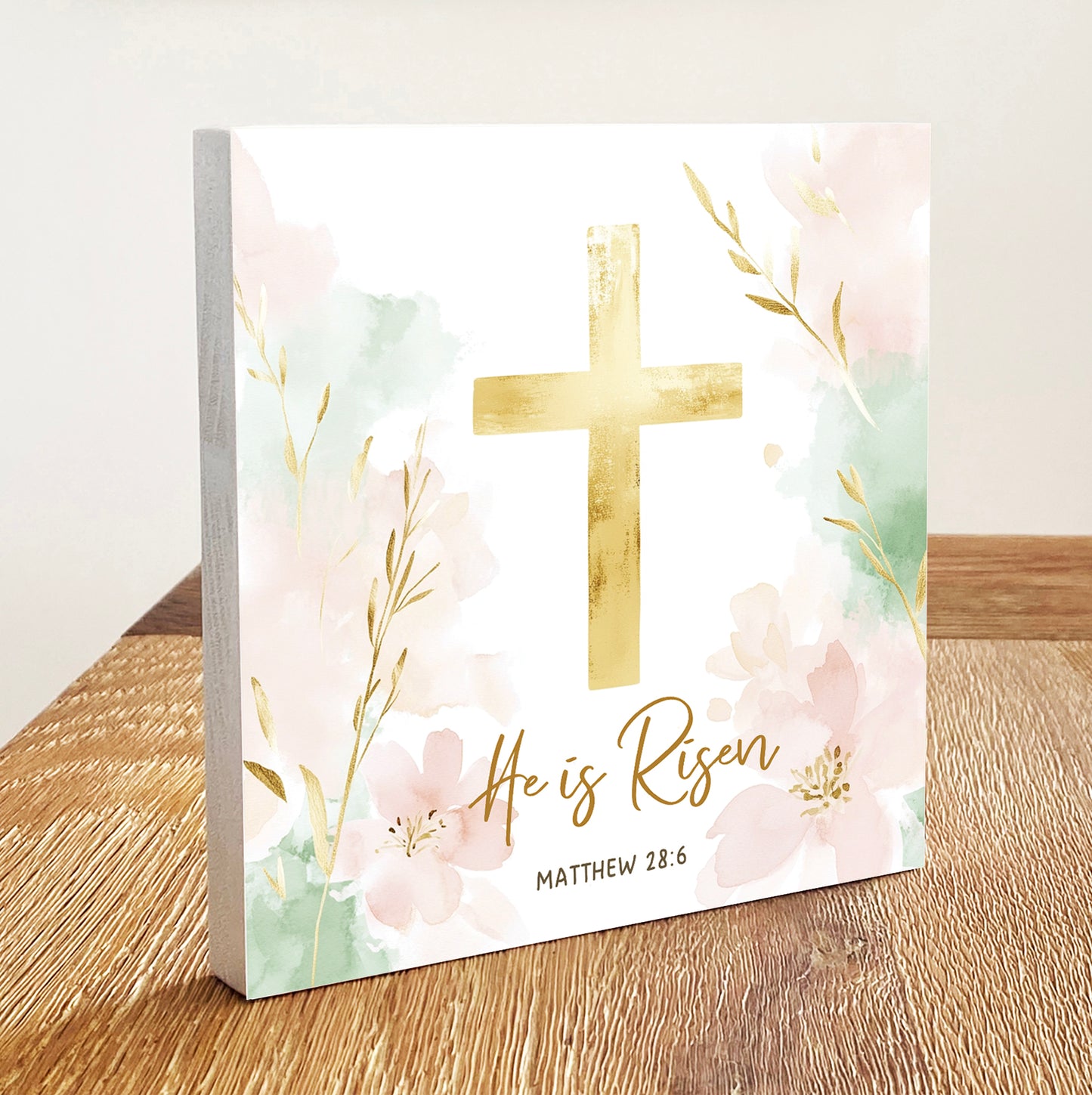 He Is Risen Sign - Matthew 28:6 Easter Scripture Wall Art - Christian Decor
