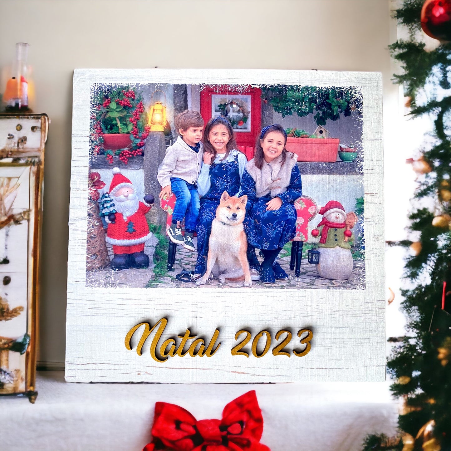 Foto de família de placa de madeira personalizada - presente de Natal