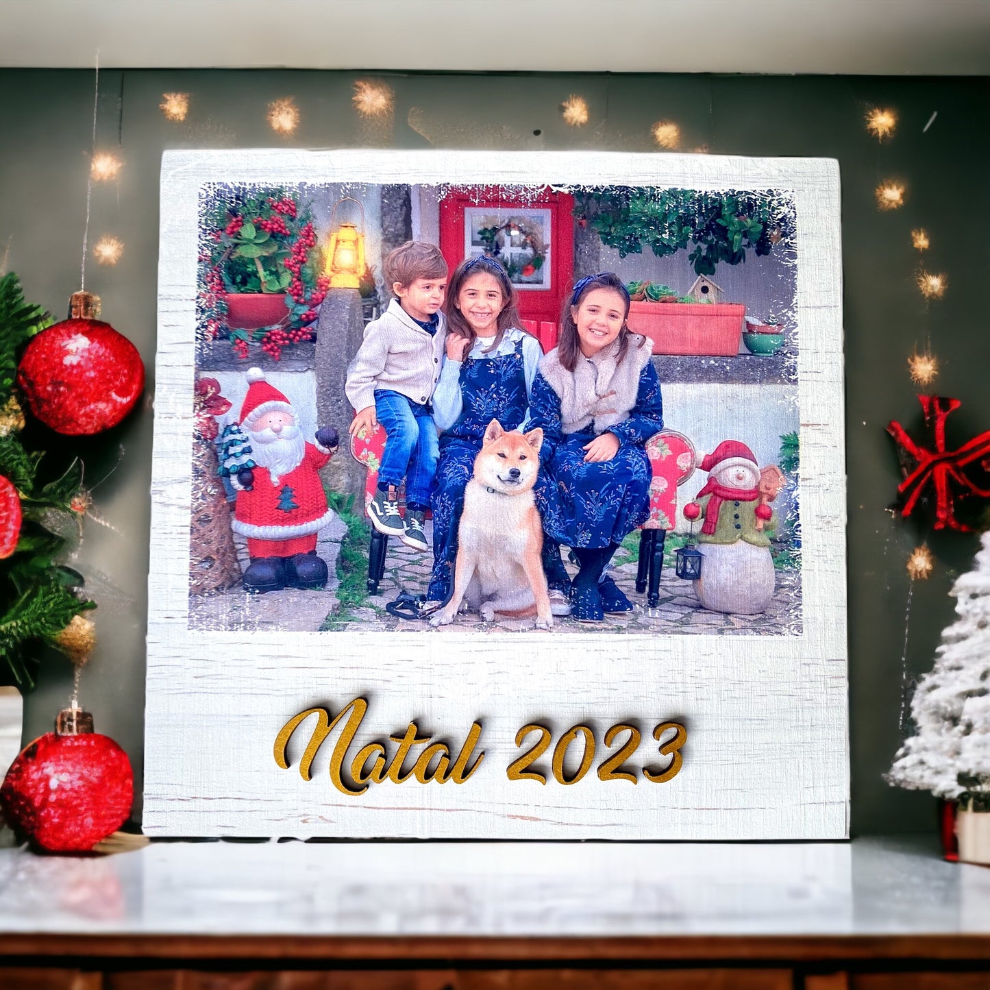 Foto de família de placa de madeira personalizada - presente de Natal