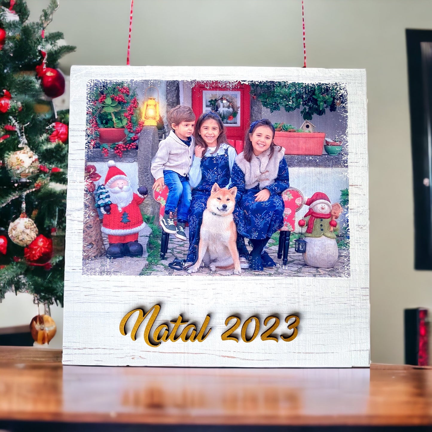 Foto de família de placa de madeira personalizada - presente de Natal