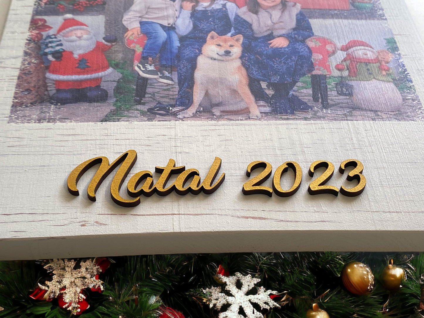 Foto de família de placa de madeira personalizada - presente de Natal