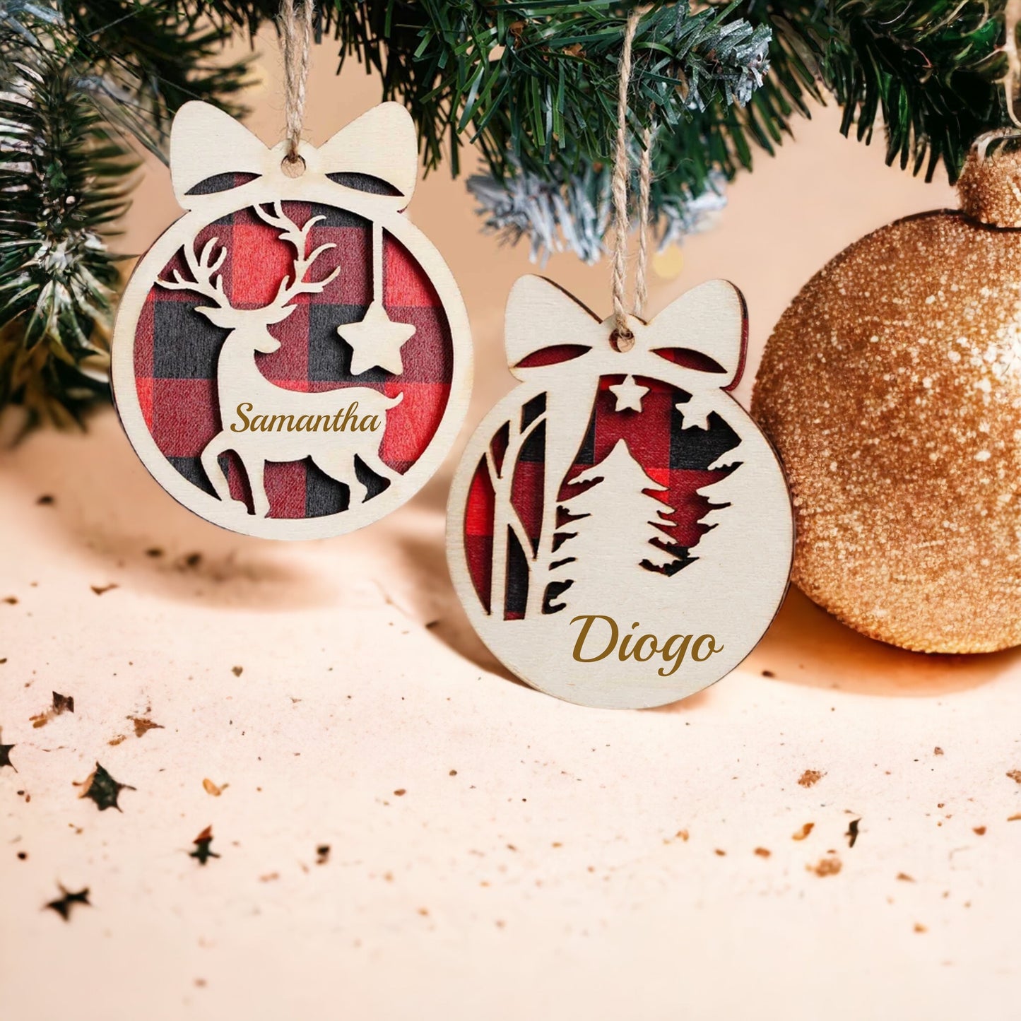 Christmas Ornament Personalized with Names (Set of 2)