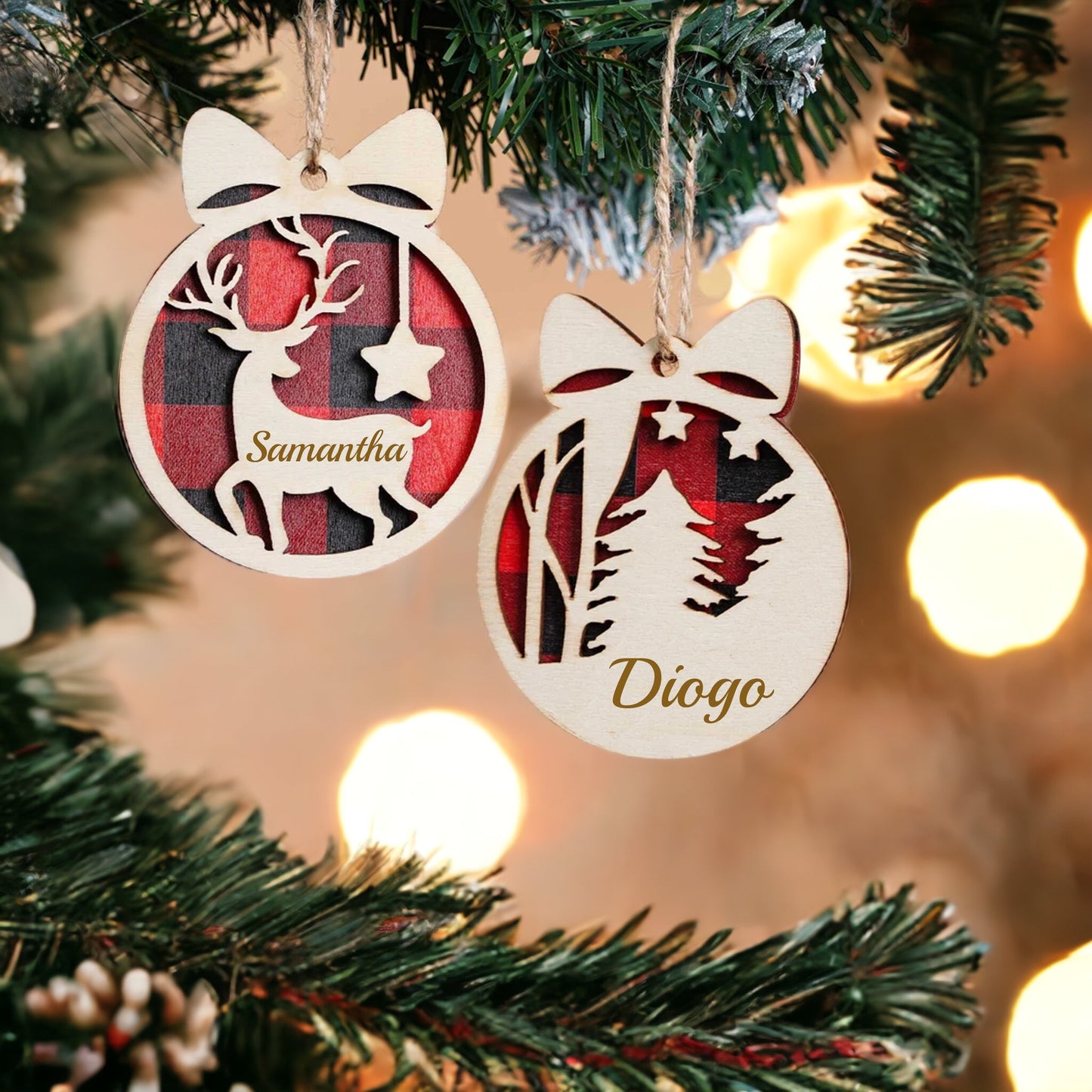 Christmas Ornament Personalized with Names (Set of 2)