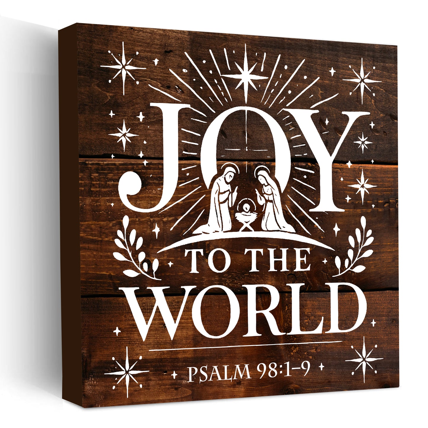 Joy to the World – Psalm 98:4-1 Wooden Sign | Christian Christmas Wall Art & Scripture Gift
