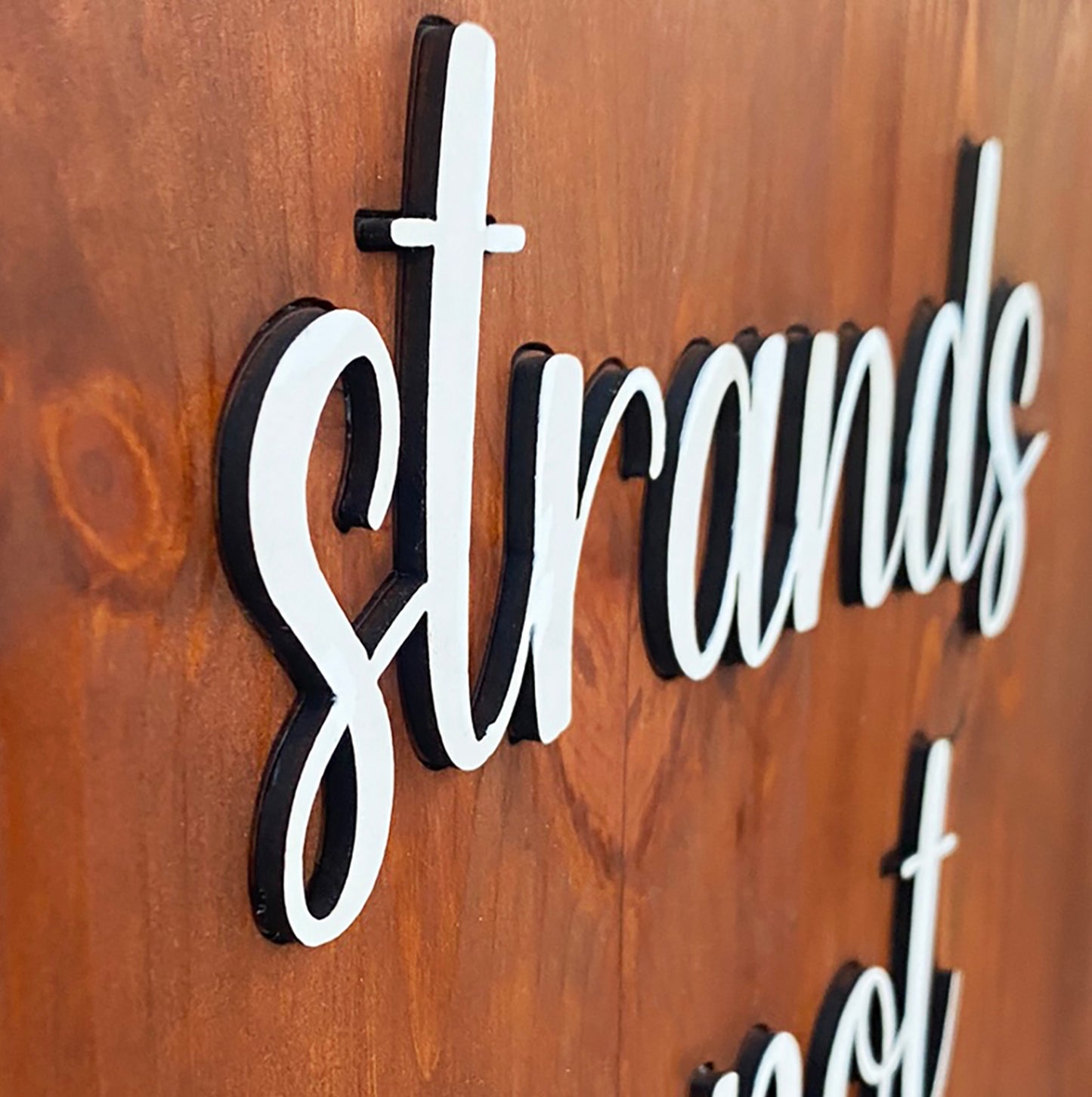 A cord of three rustic wooden wedding sign with Bible verse handmade