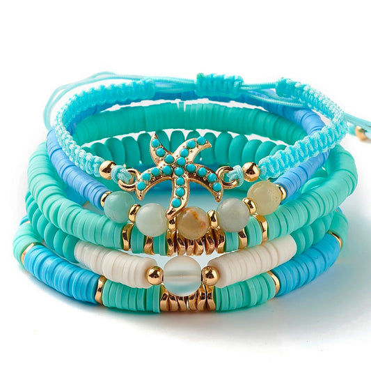 Set of 5 Summer Beach Bracelets with Starfish Charm - Perfect Accessory for Summer Party or Holidays on the Beach