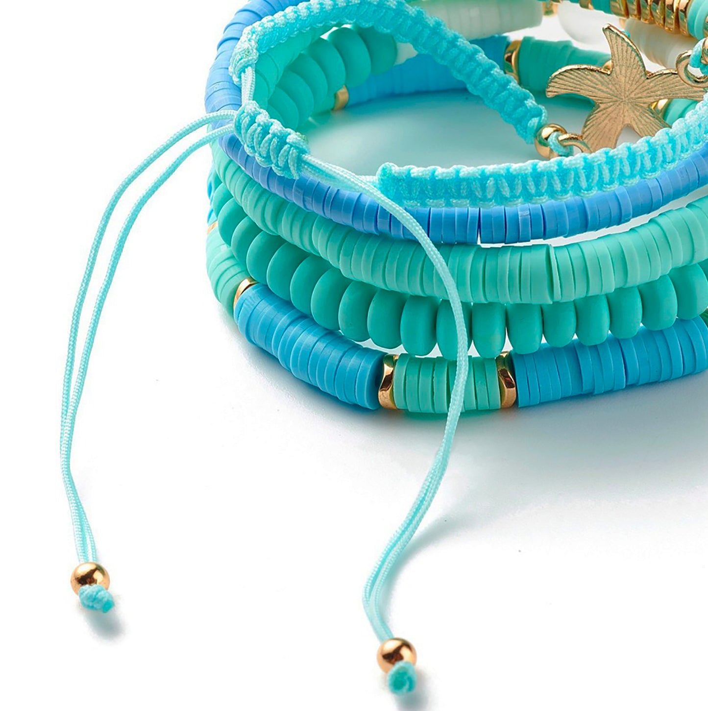Set of 5 Summer Beach Bracelets with Starfish Charm - Perfect Accessory for Summer Party or Holidays on the Beach