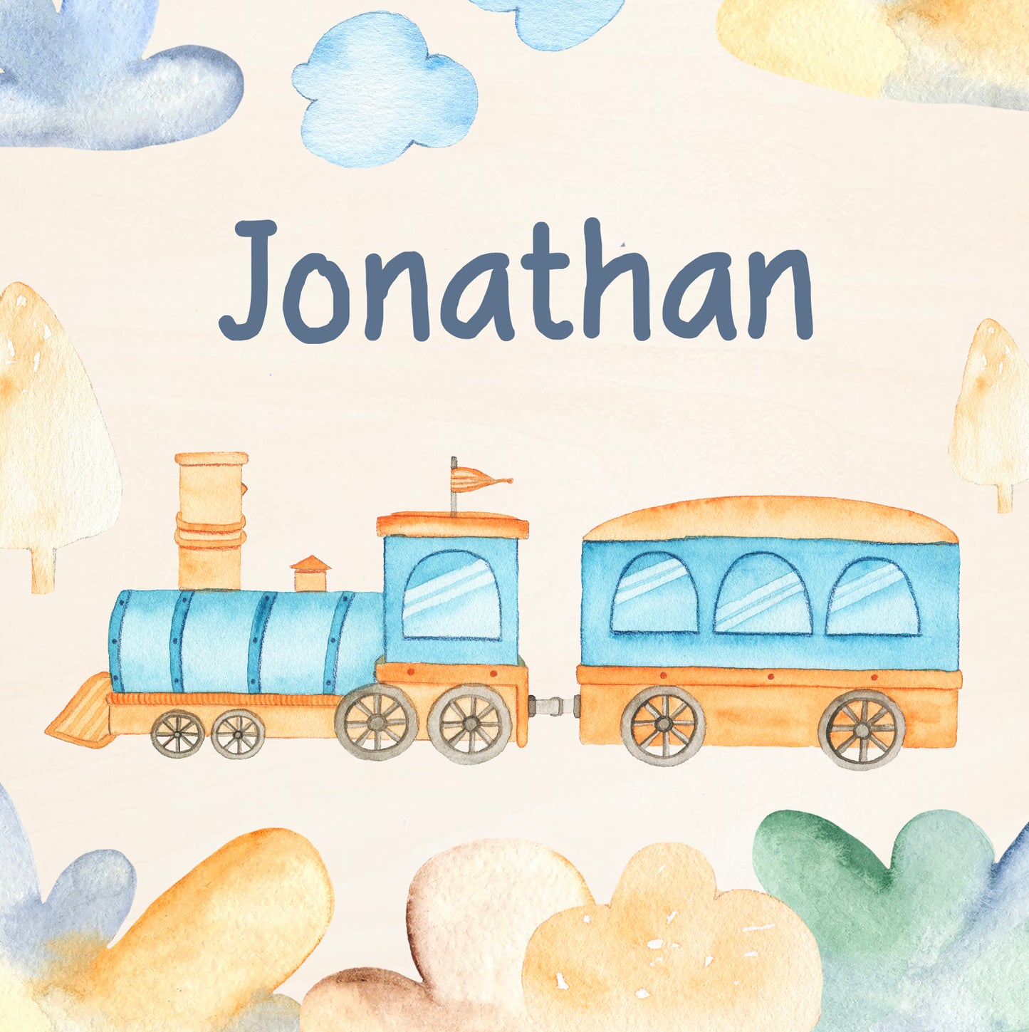 Custom Wooden Memory Box Personalized Gift - Trains Themed