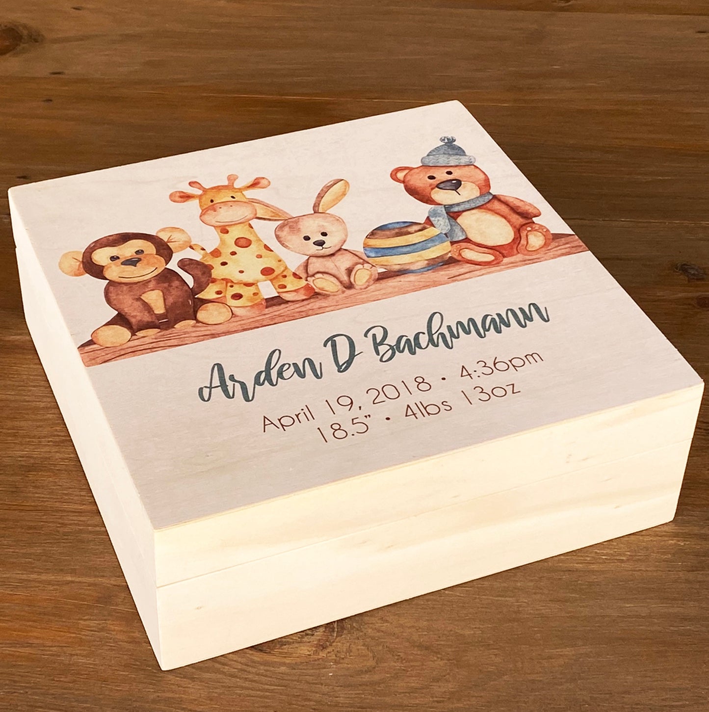 Personalized Wooden Memory Box - Custom Baby Shower Gifts for New Baby