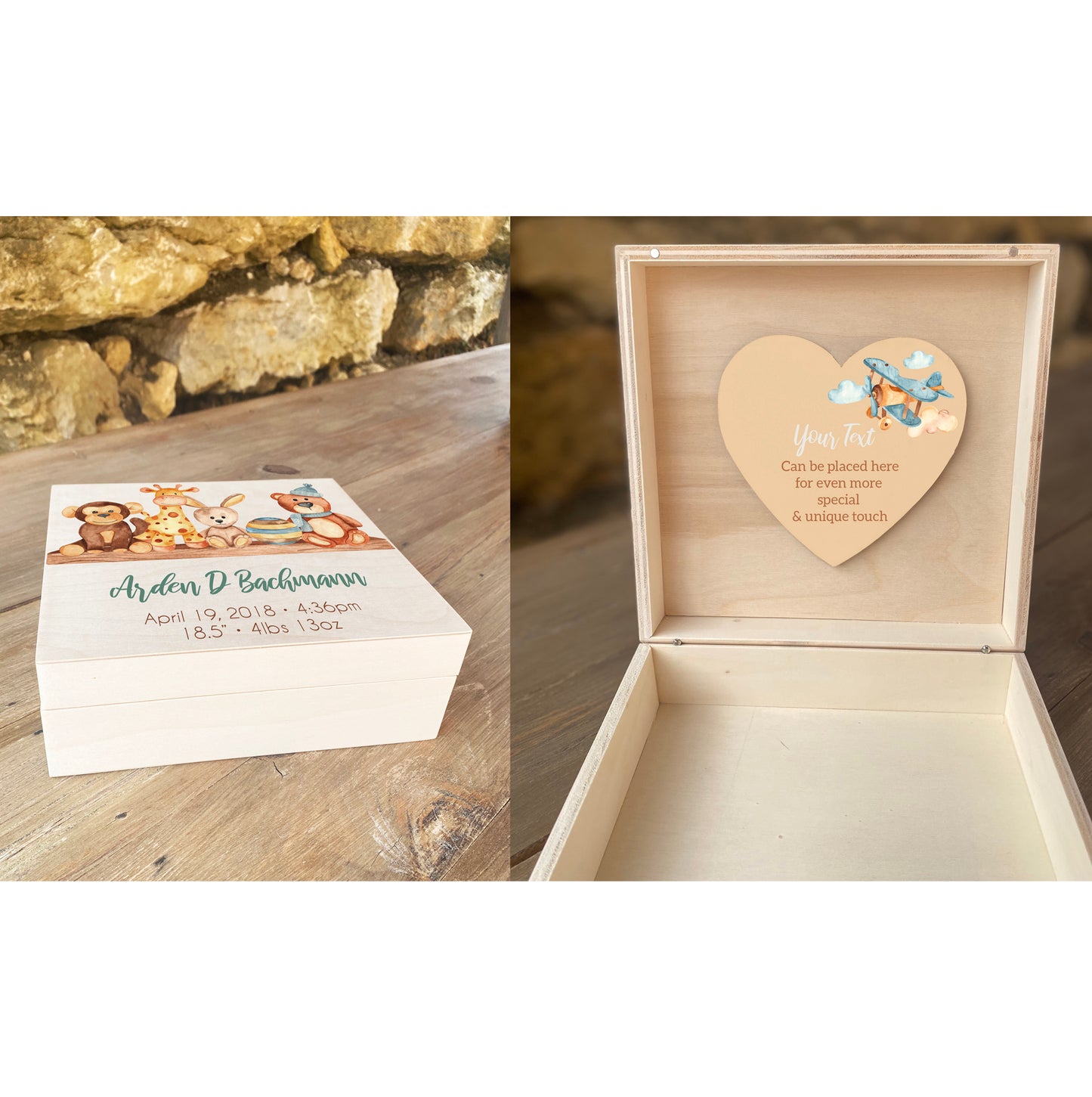 Personalized Wooden Memory Box - Custom Baby Shower Gifts for New Baby