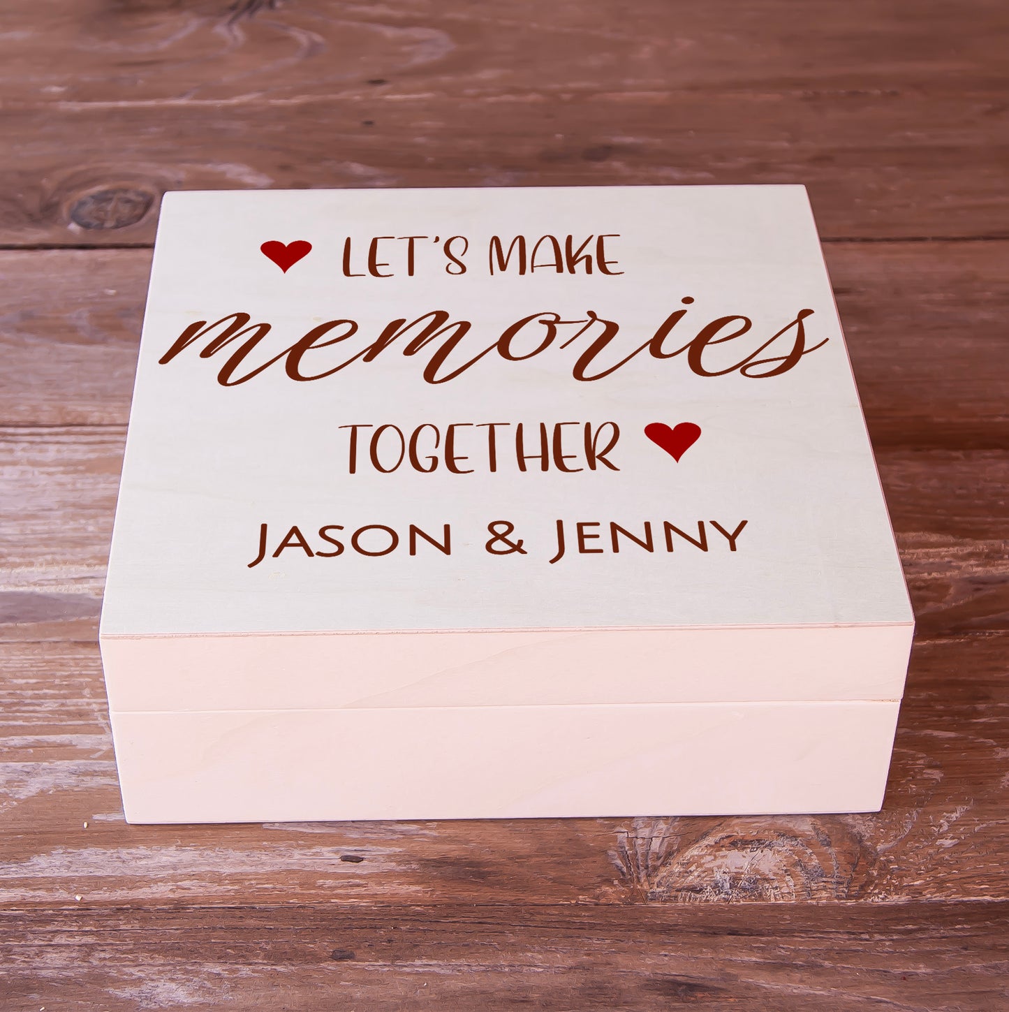 Cute Valentine's Day Gift for Couple Personalized Keepsake Box - Let's Make Memories Together