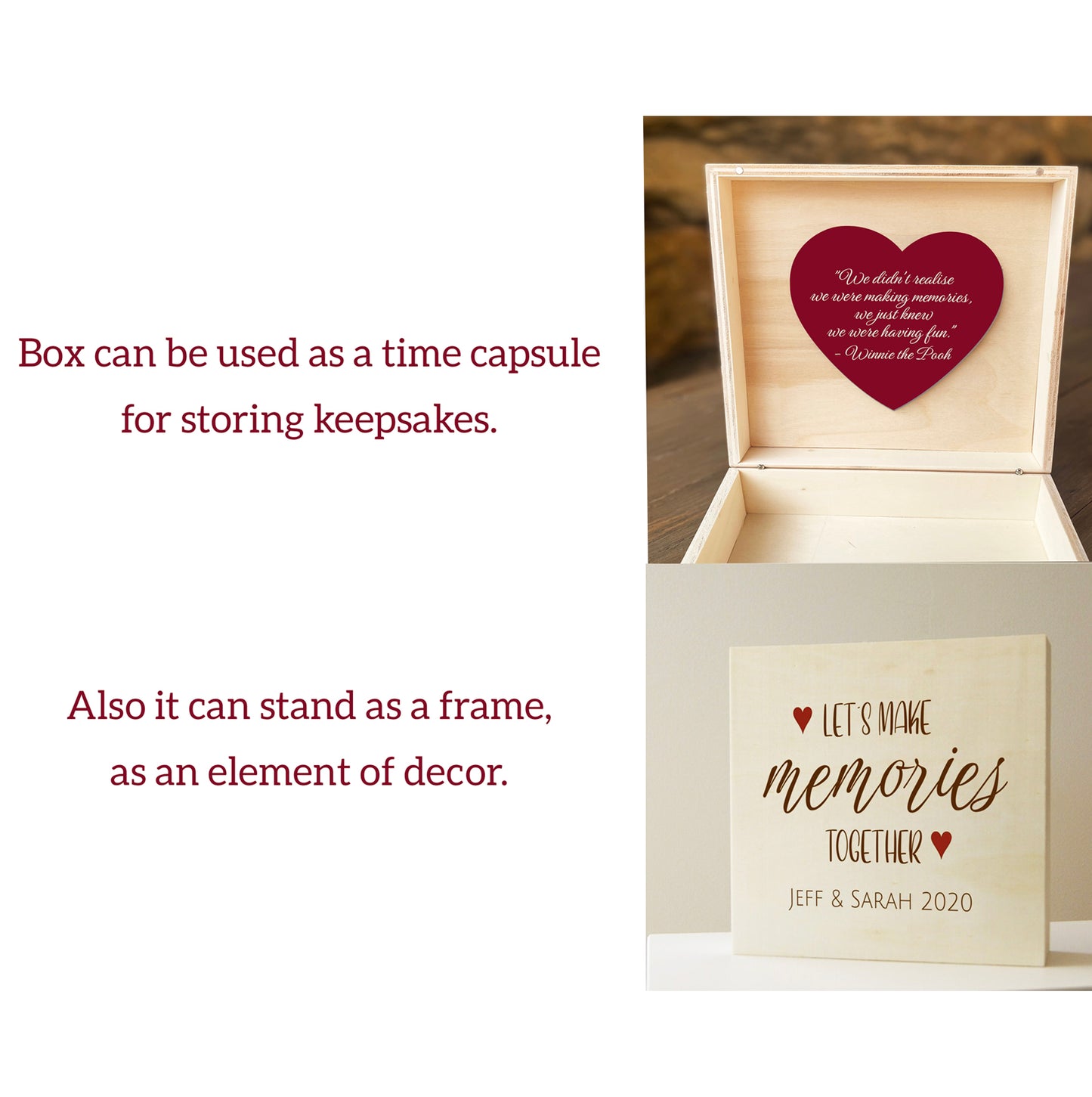 Cute Valentine's Day Gift for Couple Personalized Keepsake Box - Let's Make Memories Together