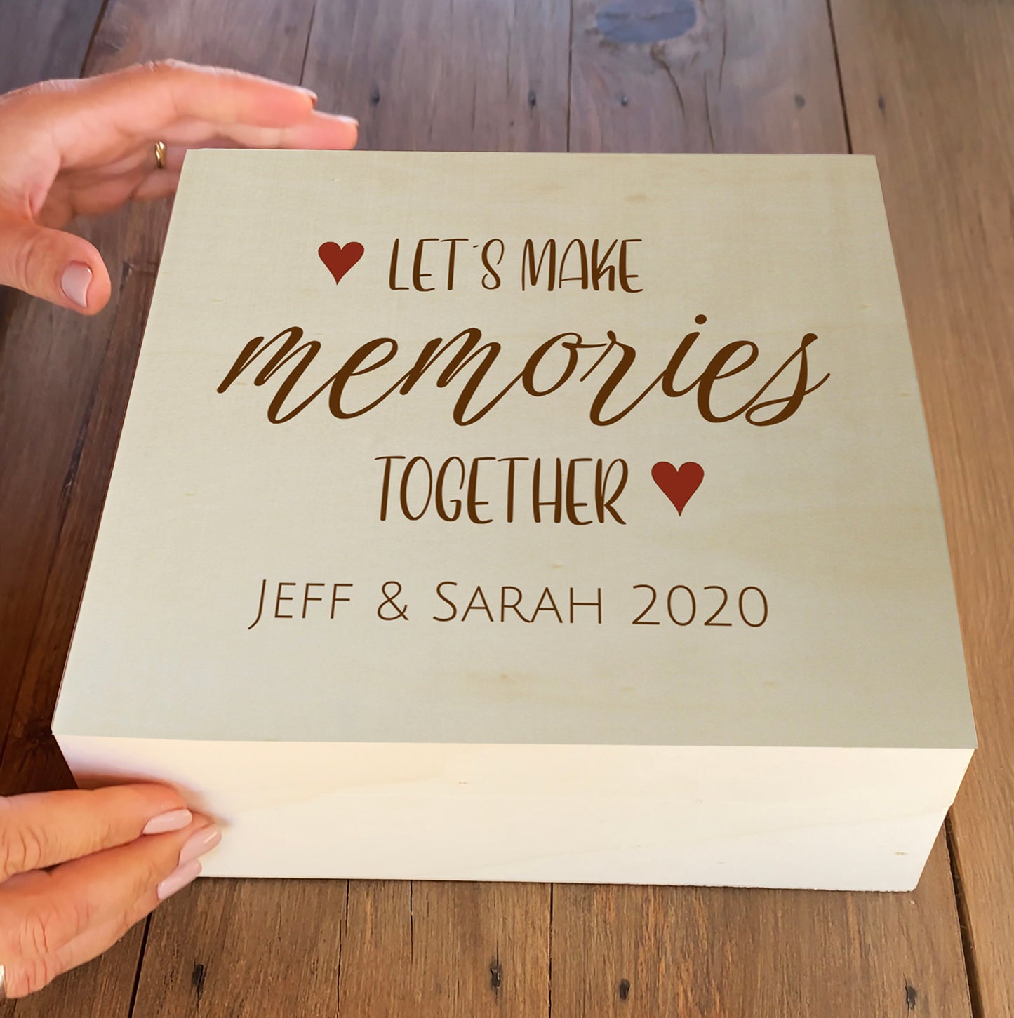 Cute Valentine's Day Gift for Couple Personalized Keepsake Box - Let's Make Memories Together