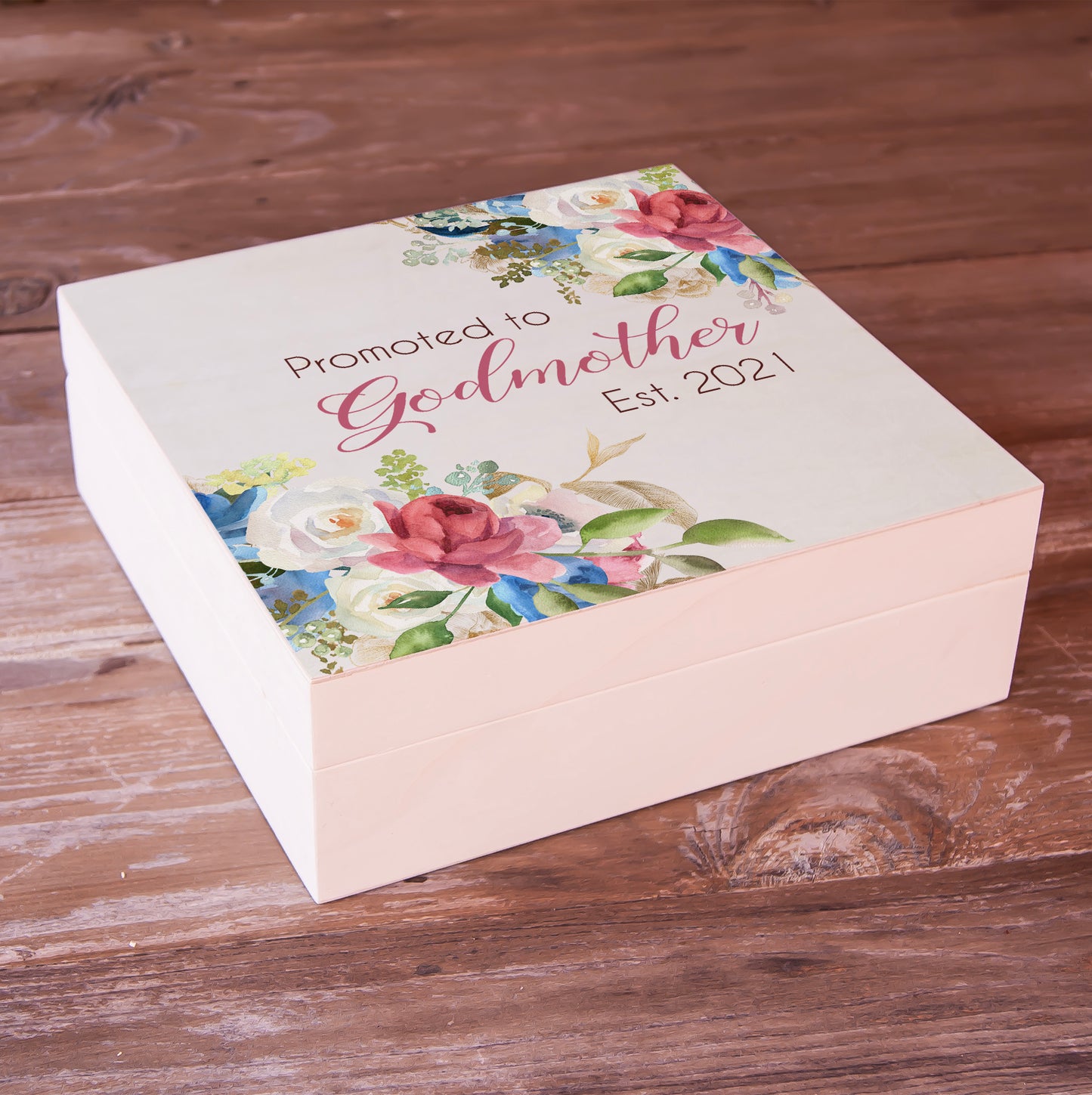 Personalized Wooden Memory Box - Promoted to Godmother Gift
