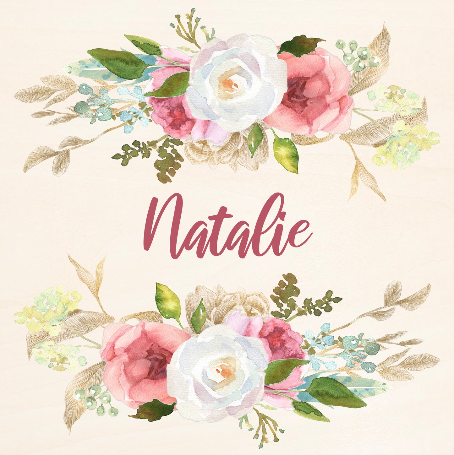 Custom Wooden Memory Box for Baby Girl - Personalized Baby Name Gift - Floral Wreath Themed