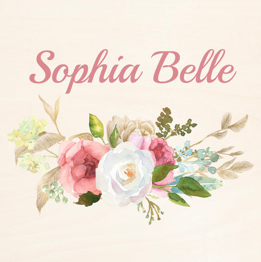 Wooden Memory Box for Baby Girl - Personalized Baby Name Gift - Floral Wreath Themed