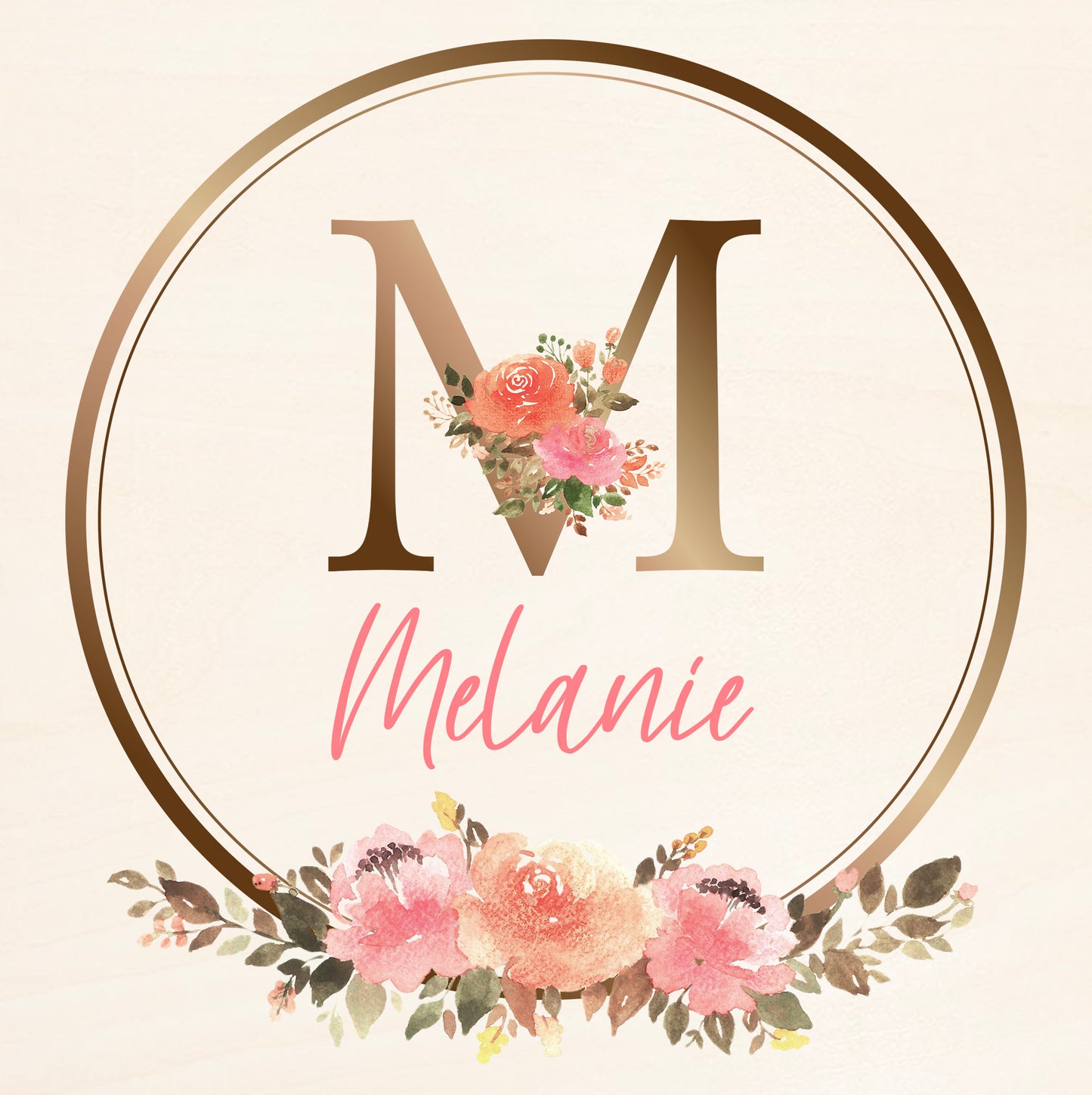 Custom Monogram Wooden Memory Box for Baby Girl - Floral Wreath Themed