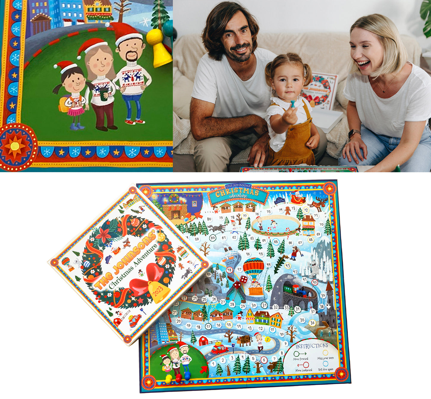 Custom Board Game Personalized Christmas Themed Family Board Game - Family Gifts 2024