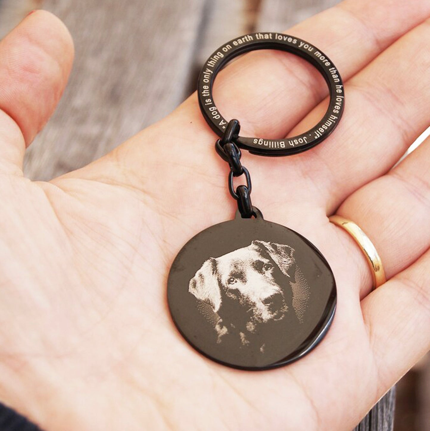 Custom Pet Portrait Keychain – Personalized Dog Tag Memorial Gift
