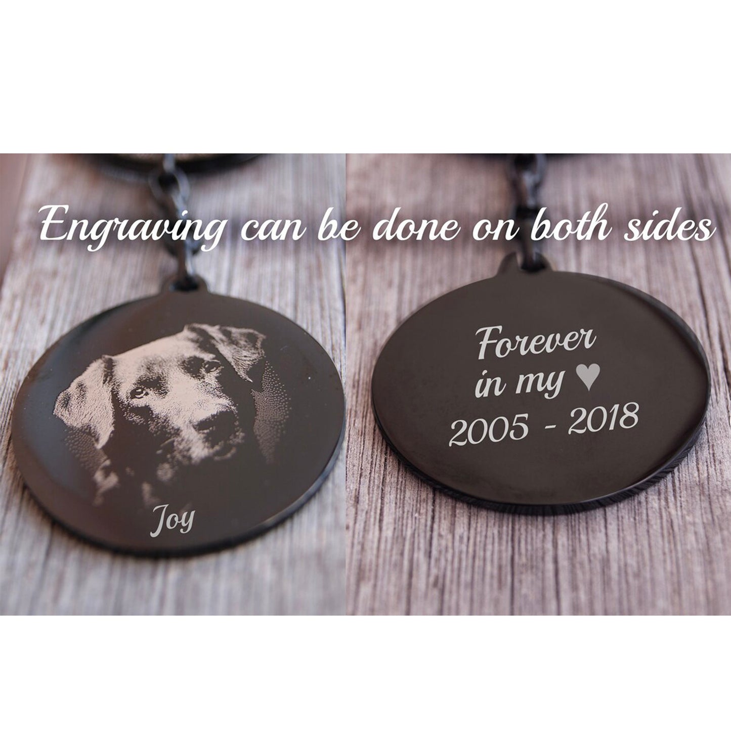 Custom Pet Portrait Keychain – Personalized Dog Tag Memorial Gift