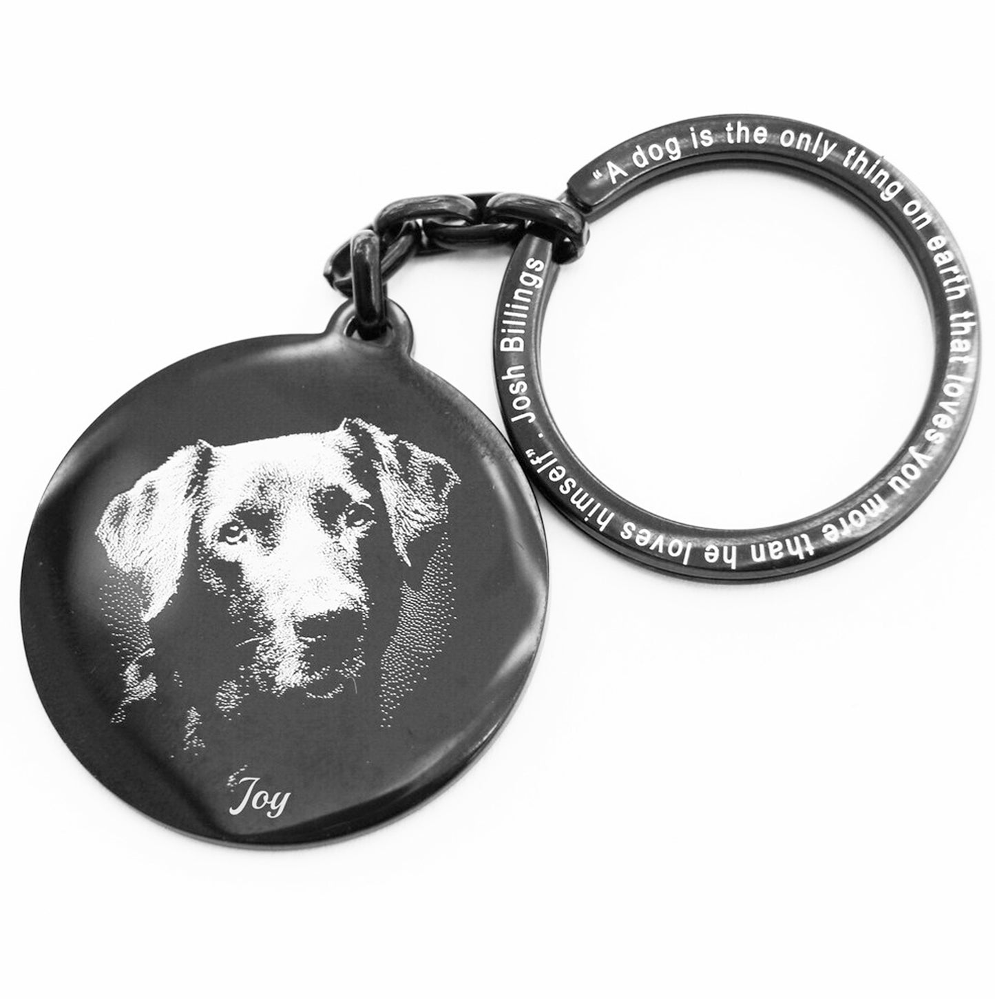 Custom Pet Portrait Keychain – Personalized Dog Tag Memorial Gift