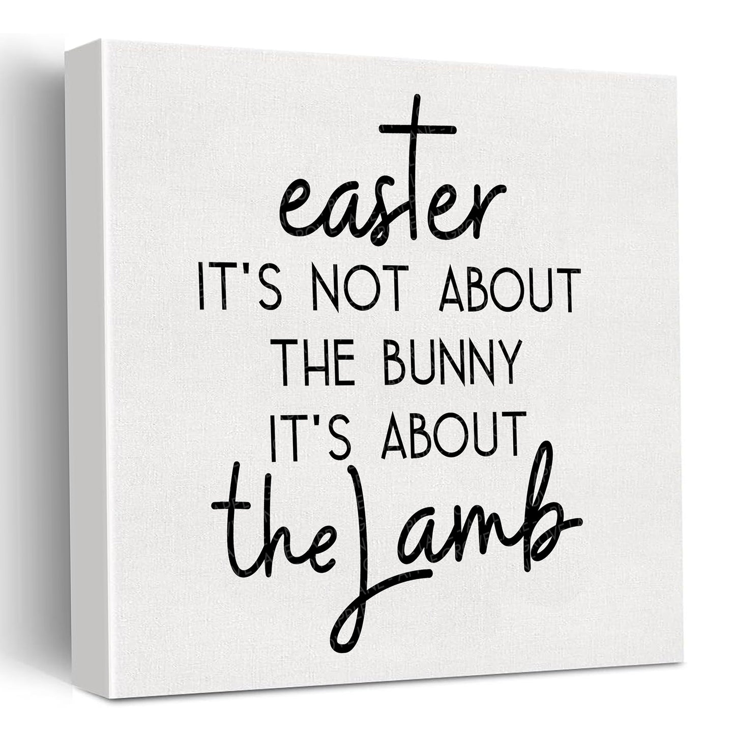 Easter It's About the Lamb – Small Christian Wood Sign 15cm x 15cm – Resurrection Decor