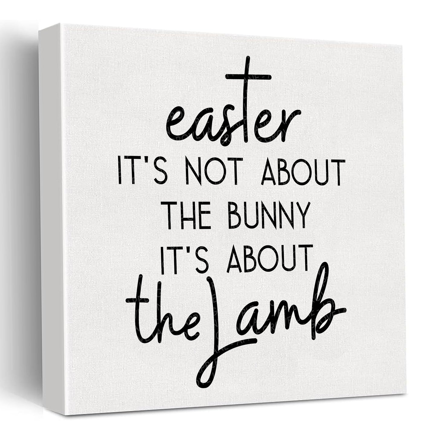 Easter Is About The Lamb - Small Wooden Sign 15cm X 15cm - Christian Easter Decor