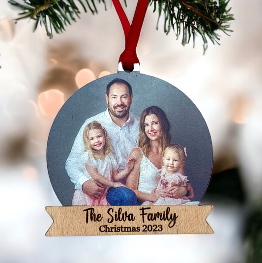 Personalized Family Christmas Ornament with Your Photo - Free Shipping