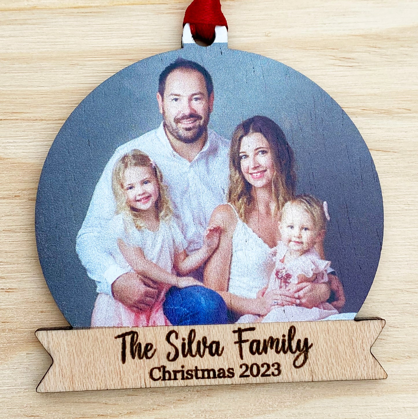 Personalized Family Christmas Ornament with Your Photo - Free Shipping