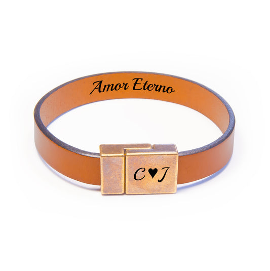 Leather Bracelet Engraved with Your Text - Hidden Message Gift for Boyfriend