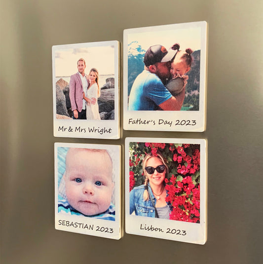 Wooden photo magnets set