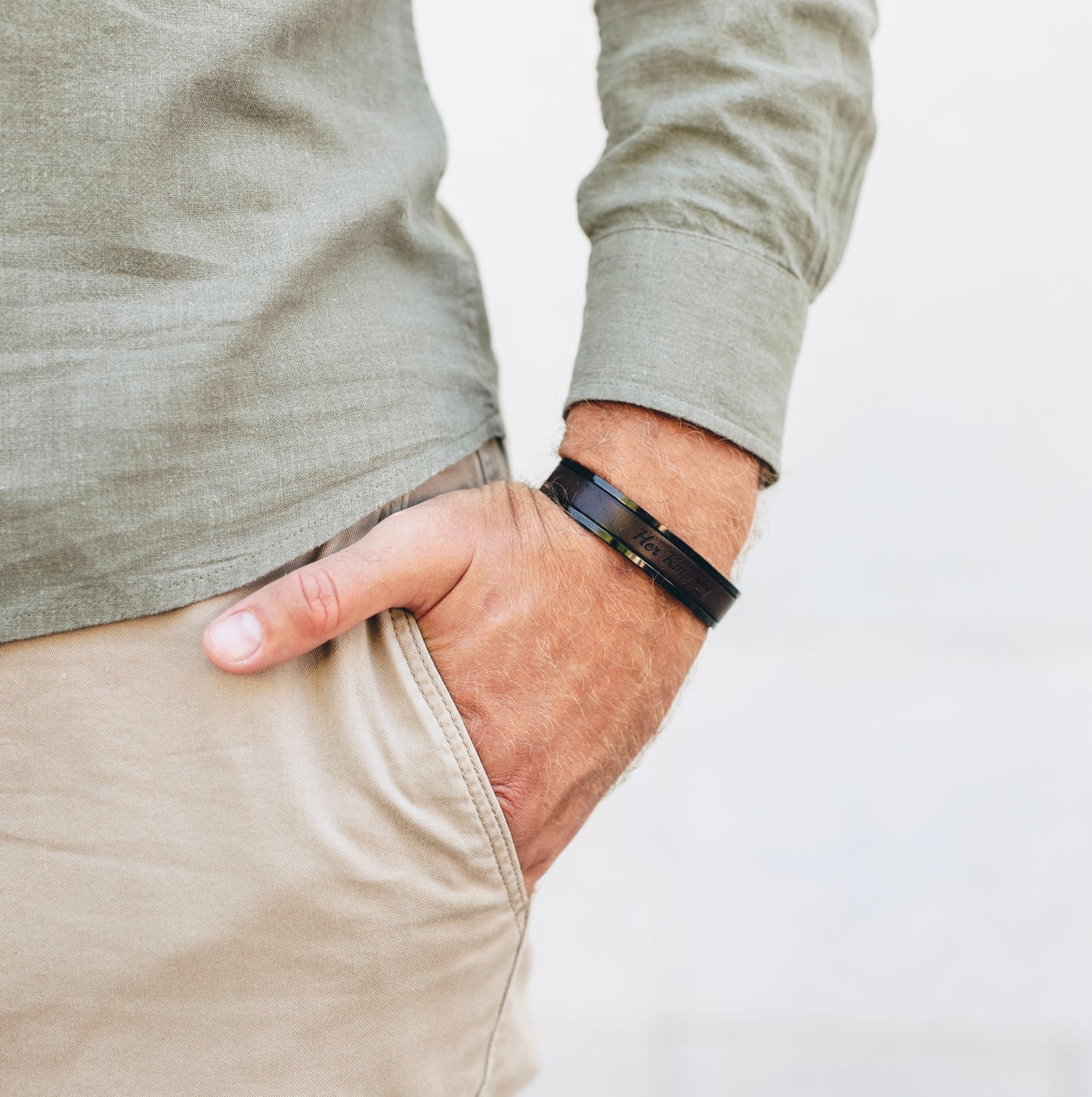 Black Stainless Steel Cuff Bracelet for Men - Ion Plated - Personalized Gift for Husband