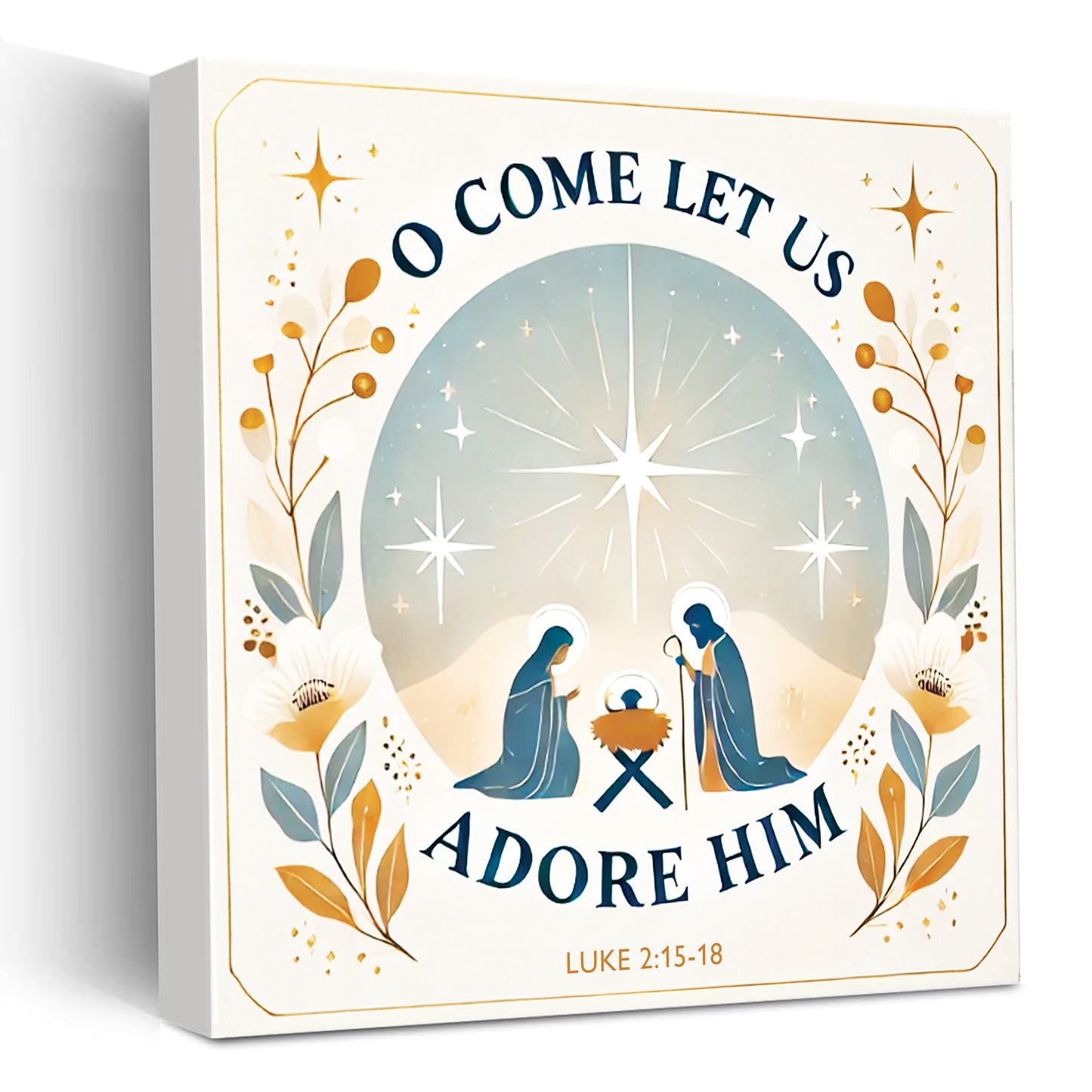 O Come Let Us Adore Him - Christmas Themed Wooden Block - Faith-Inspired Home Decor
