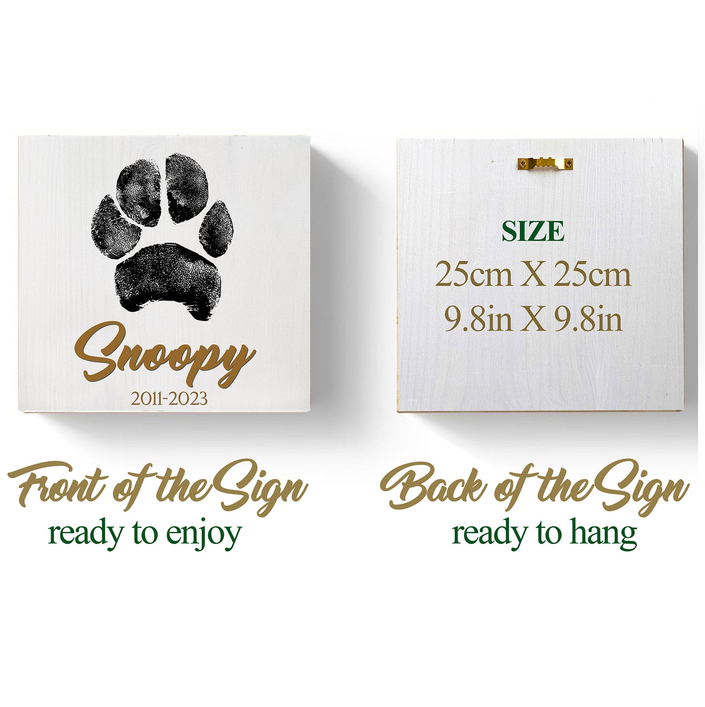 Actual Paw Print Wooden Sign - Pet Loss Sympathy Gift