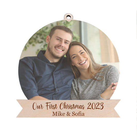 First Christmas as a Couple Christmas Ornament with Your Photo - Free Shipping