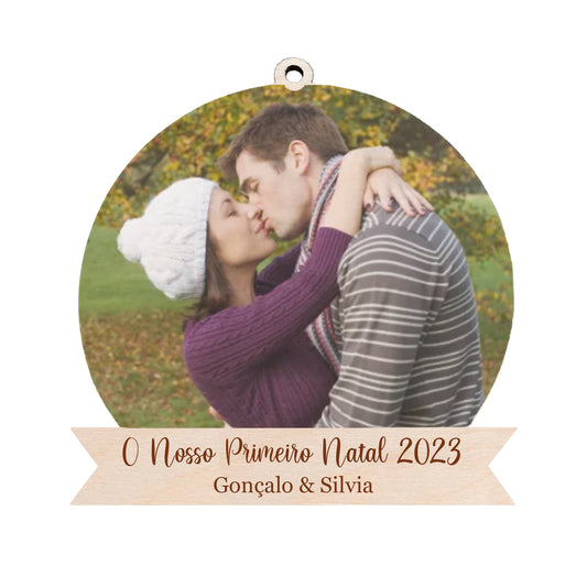Couples Christmas Ornament with Your Photo - Free Shipping