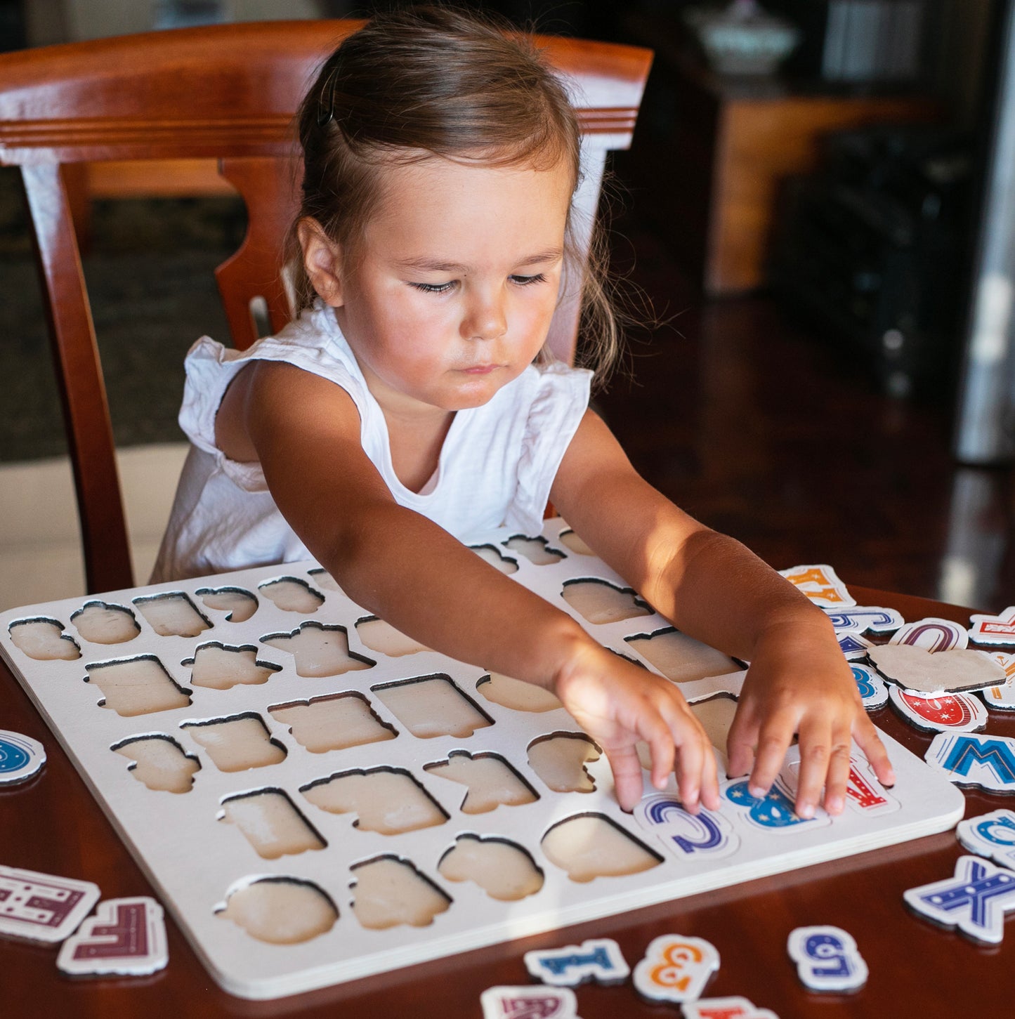 Unique Handmade Wooden Puzzle with Alphabet and Numbers - One of a Kind Gift for Kids