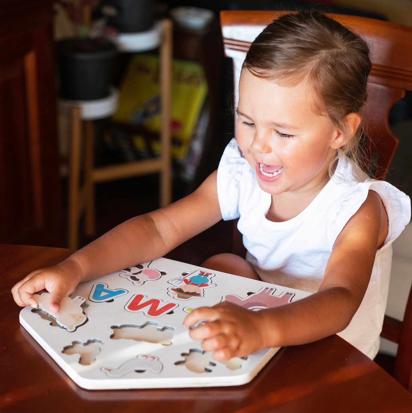 Wooden Name Puzzle Personalized Learning Toy - Farm Animals Theme