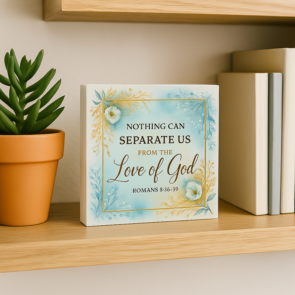 Romans 8:38-39 Wall Art – “Nothing Can Separate Us from the Love of God” – Christian Wooden Sign, Faith-Based Home Decor