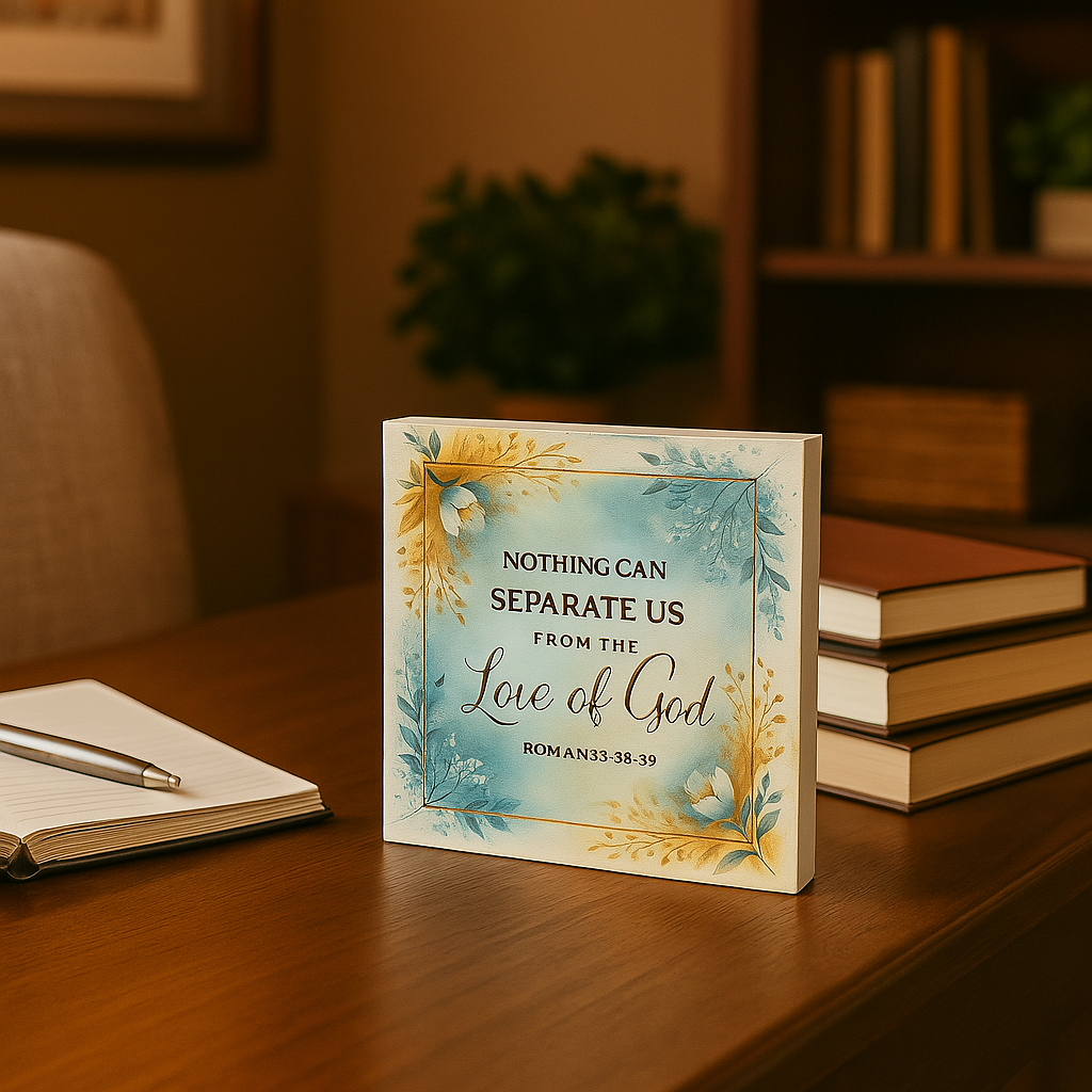 Romans 8:38-39 Wall Art – “Nothing Can Separate Us from the Love of God” – Christian Wooden Sign, Faith-Based Home Decor