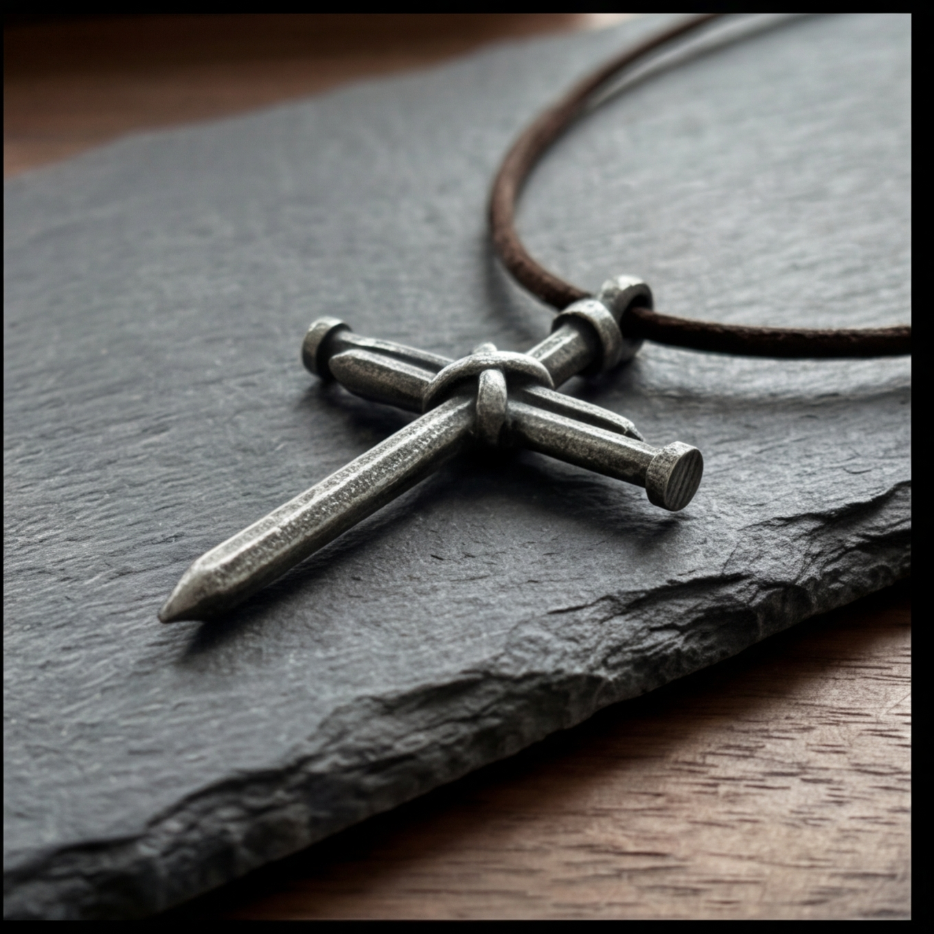 Colar de couro para homens com pingente de arruela grande gravado - presente personalizado para ele