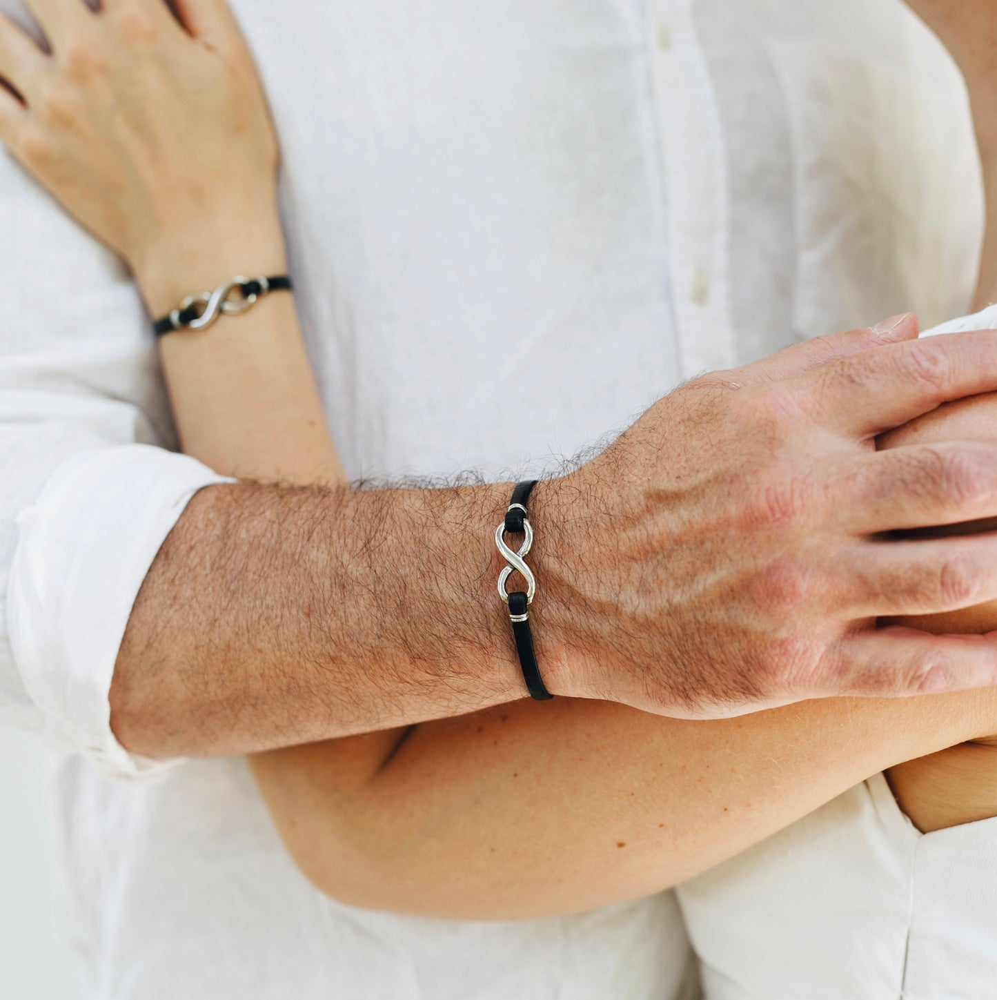 Couples Bracelet - Infinity Charm - Personalized Initials - Anniversary Gift Idea