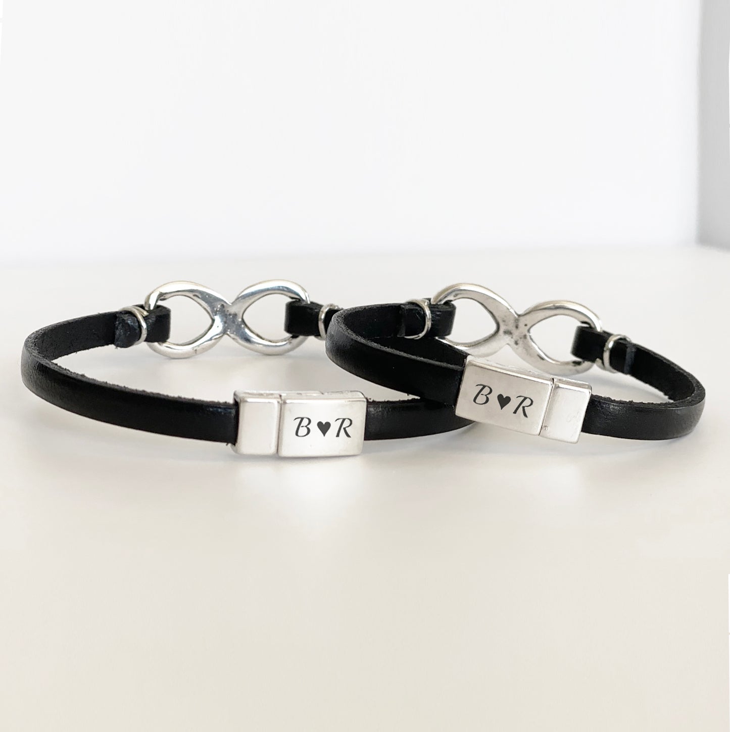 Couples Bracelet - Infinity Charm - Personalized Initials - Anniversary Gift Idea
