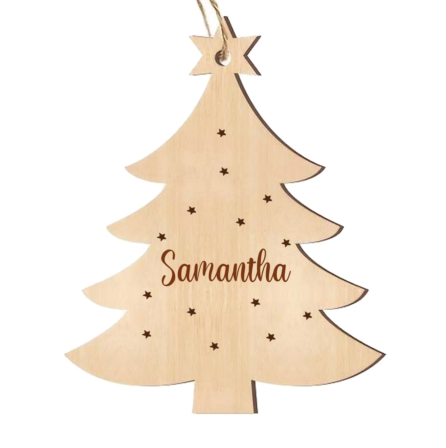 Personalized Wooden Christmas Ornament with Names Engraved - Free Shipping
