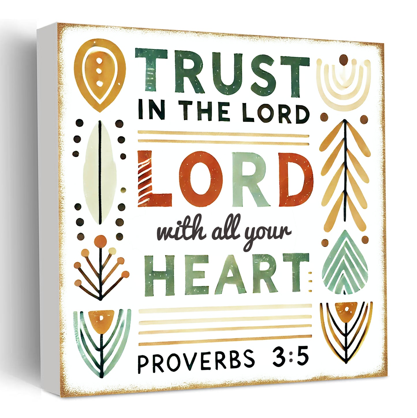 God is with us Matt. 1:23 - Decorative Wooden Block With Bible Verses - Faith-Inspired Home Decor