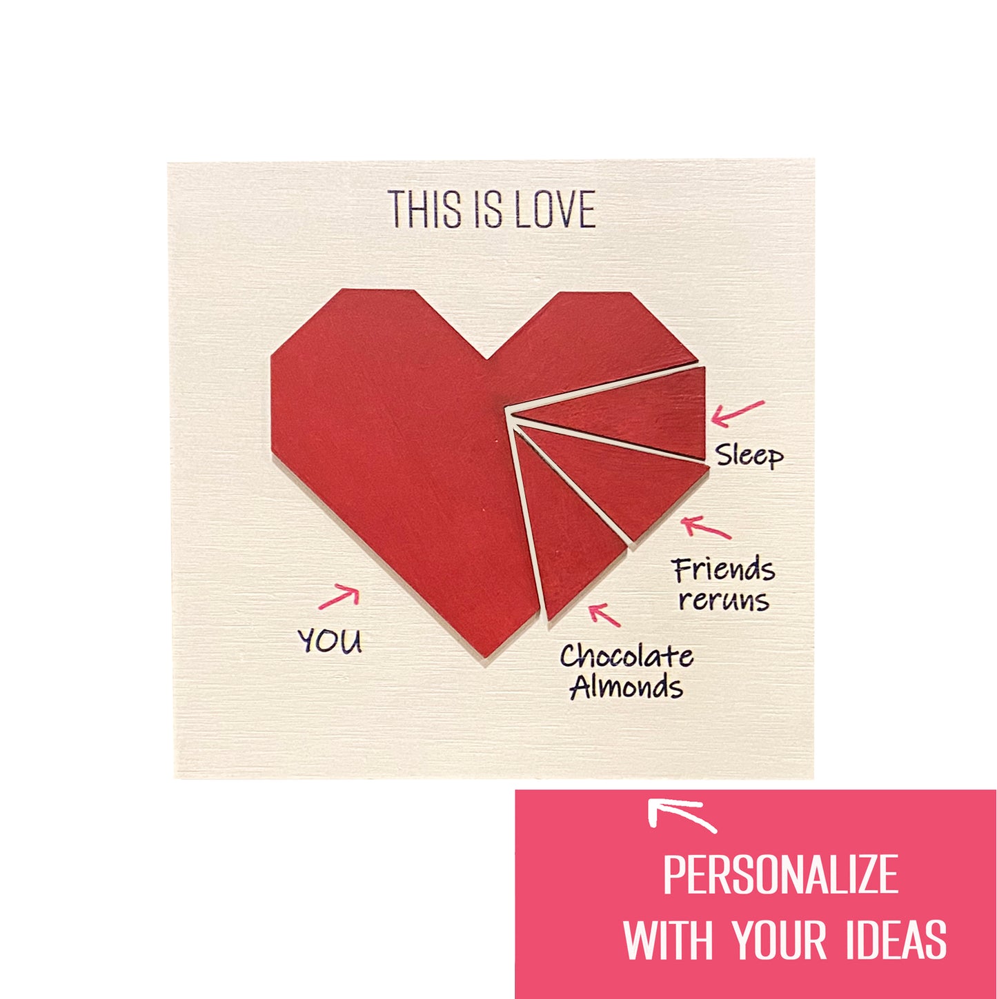 Wooden Valentines Card for Boyfriend or Girlfriend - Personalize With Your Ideas