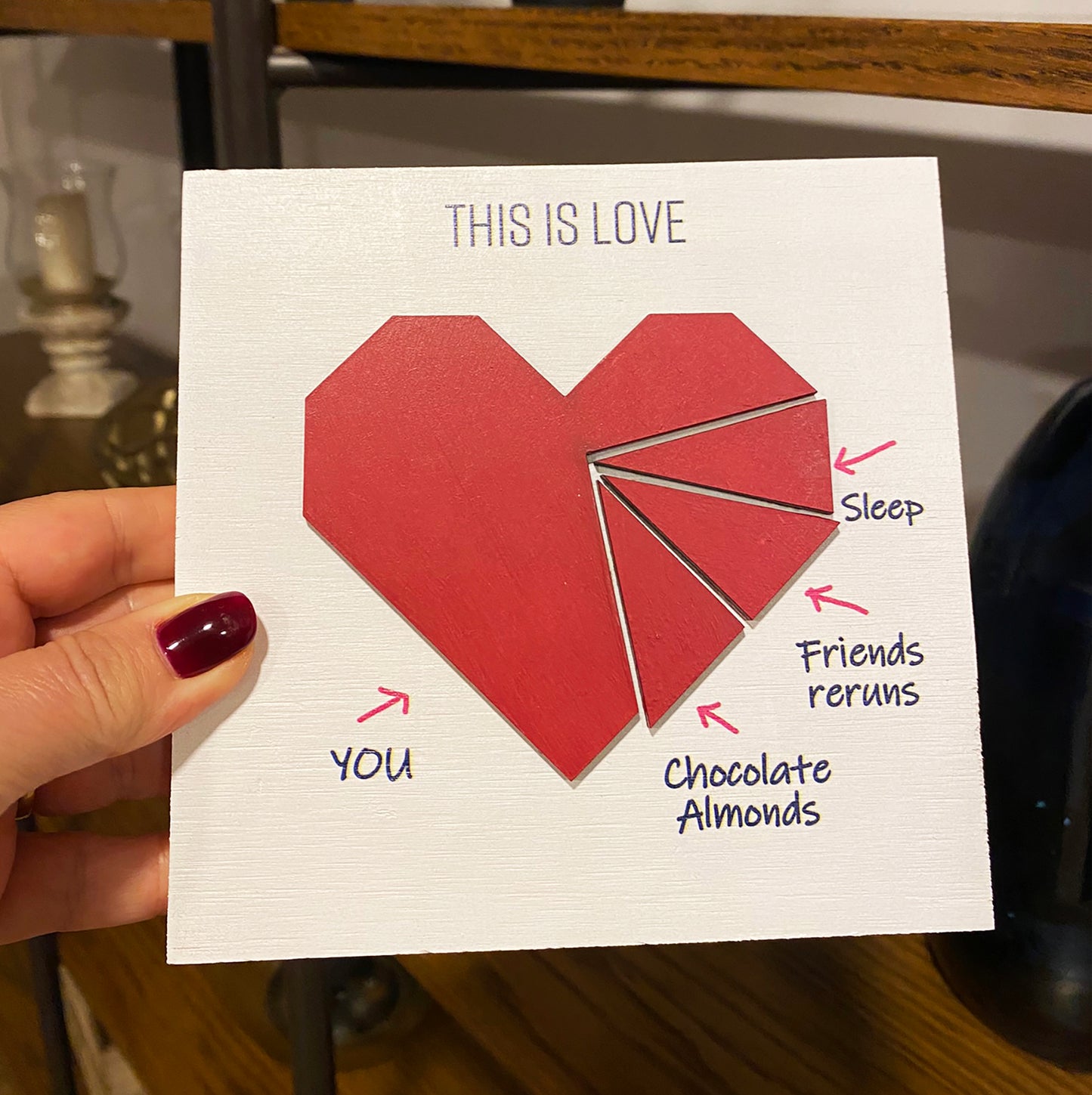 Wooden Valentines Card for Boyfriend or Girlfriend - Personalize With Your Ideas